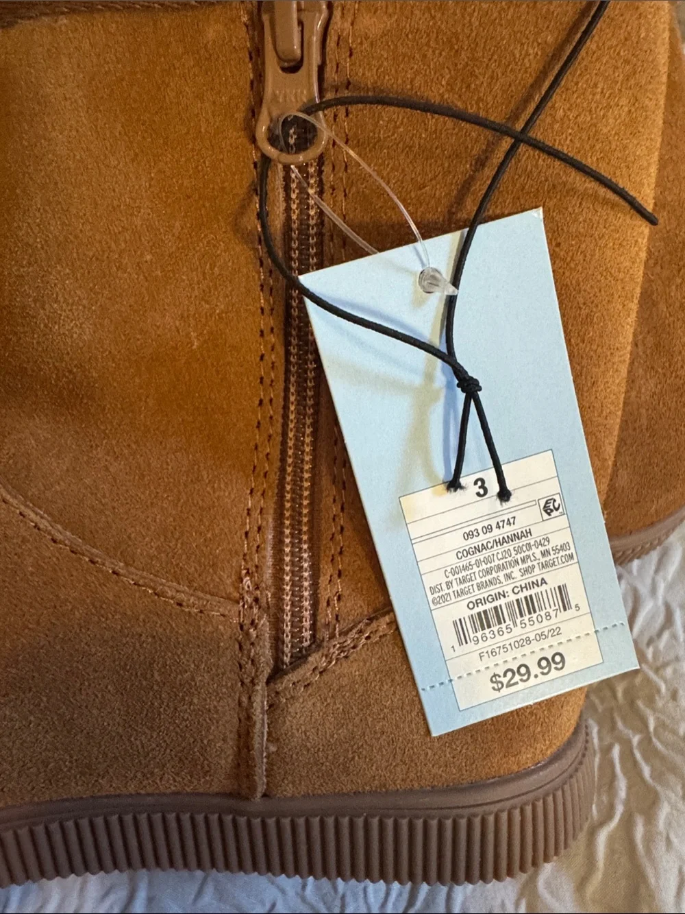 NWT Cat & Jack Kids' Suede Plush-Lined Boots - Brown size 3